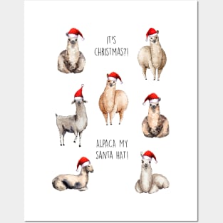 ALPACA MY SANTA HAT Posters and Art